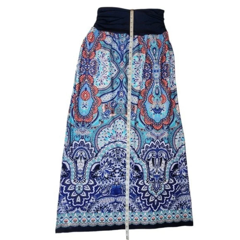 Apt 9 blue paisley floral stretchy maxi skirt sz L